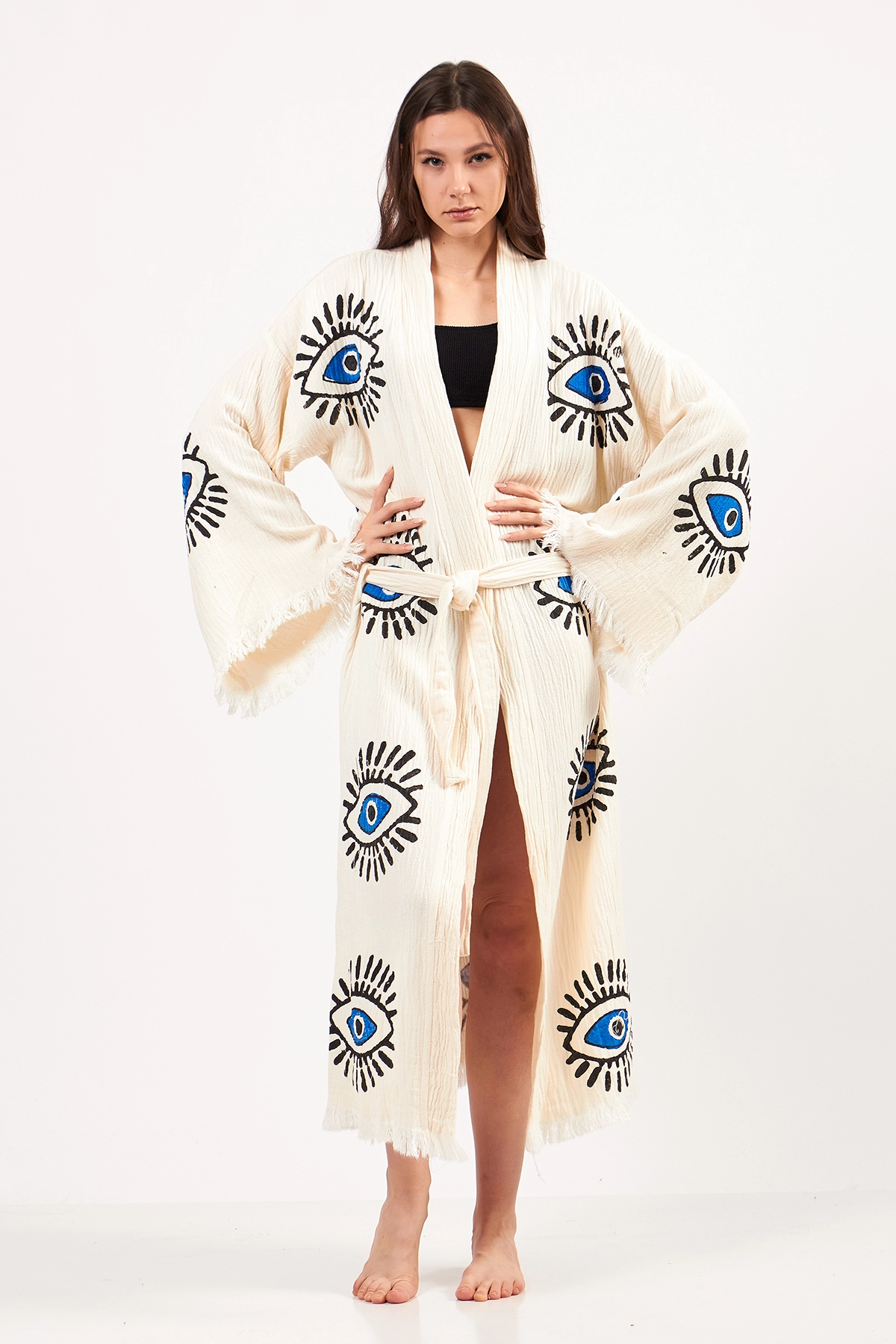 Turkish Evil Eye Print Kimono Robe