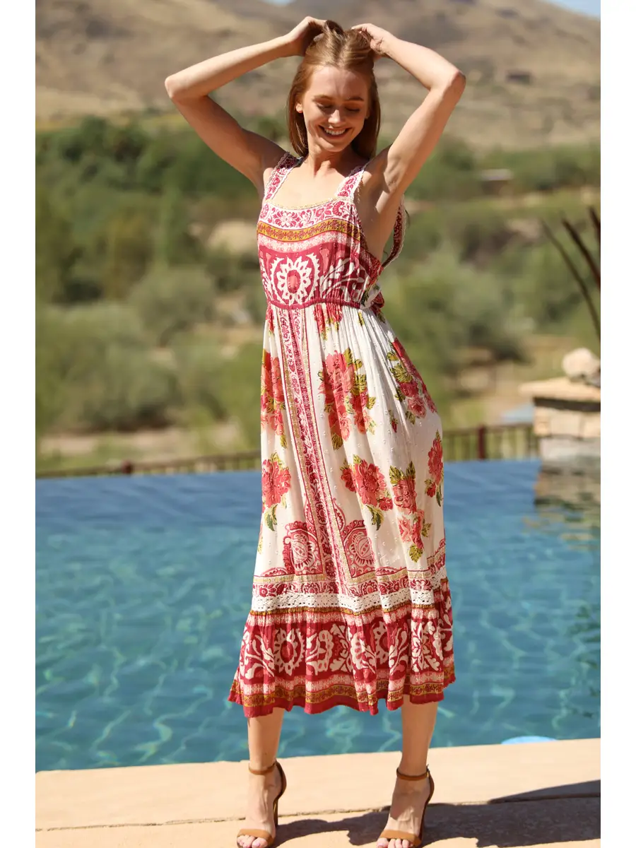 Lace & Tie Maxi Dress
