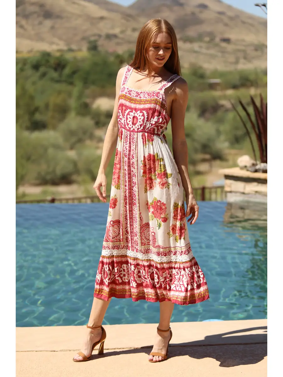 Lace & Tie Maxi Dress