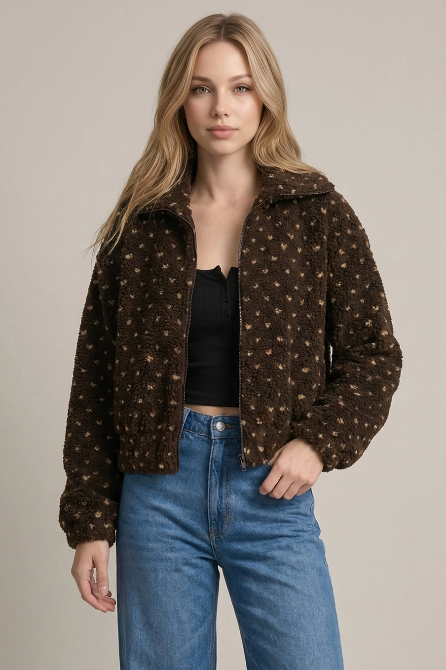 Heart Fleece Zip Up Jacket