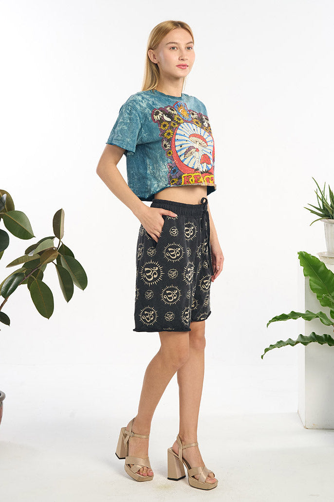 Cotton Stone Wash Mushroom Crop Tee