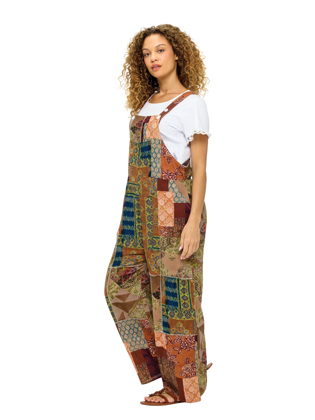 Cotton Patchwork Earthy Boho Overall
