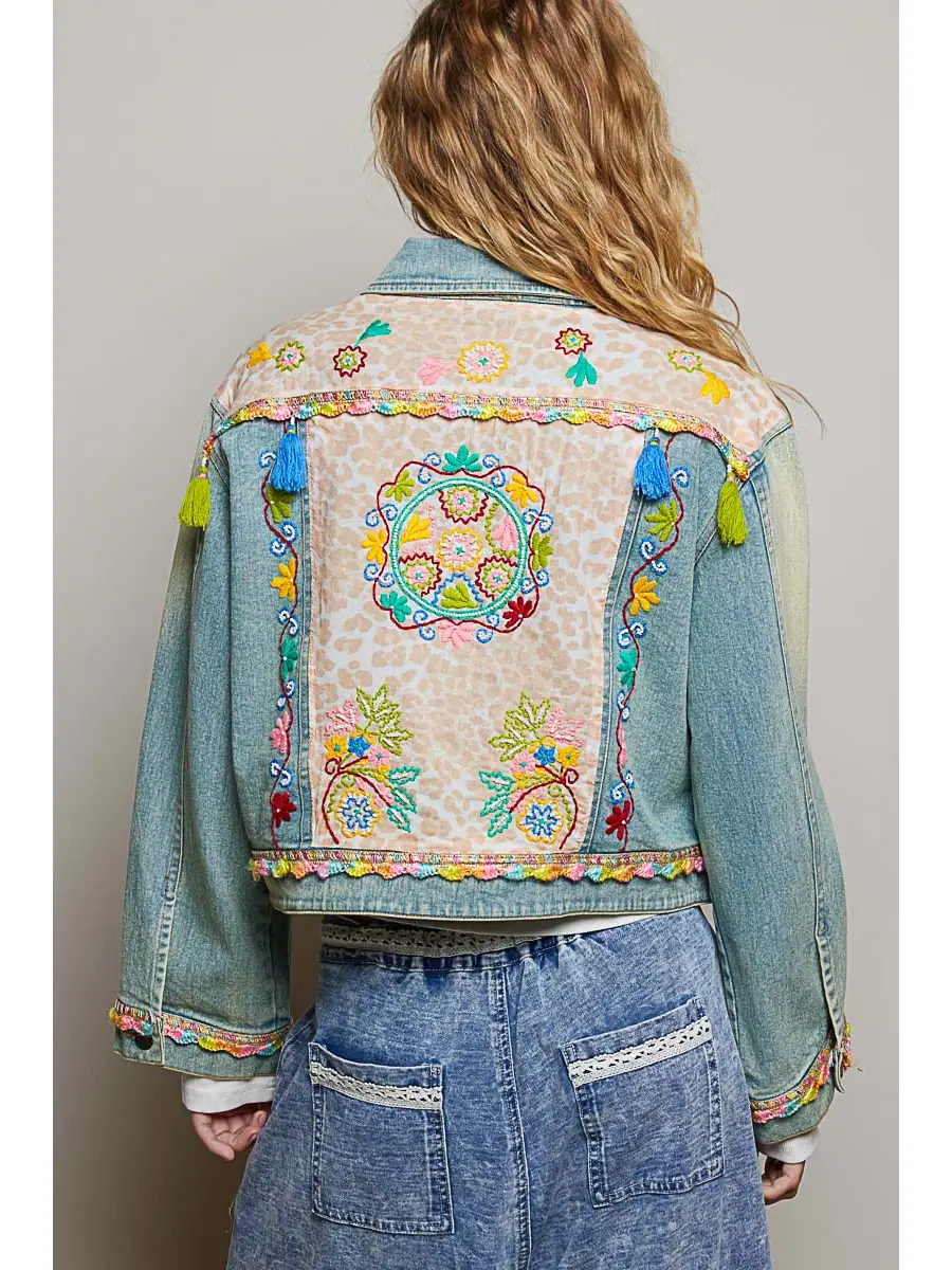 Floral Embroidery Denim Jacket