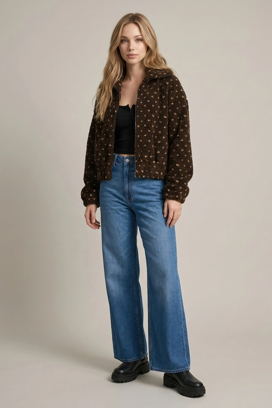Heart Fleece Zip Up Jacket