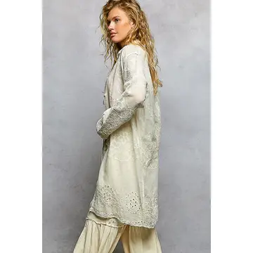 Floral Embroidered Button Shirt