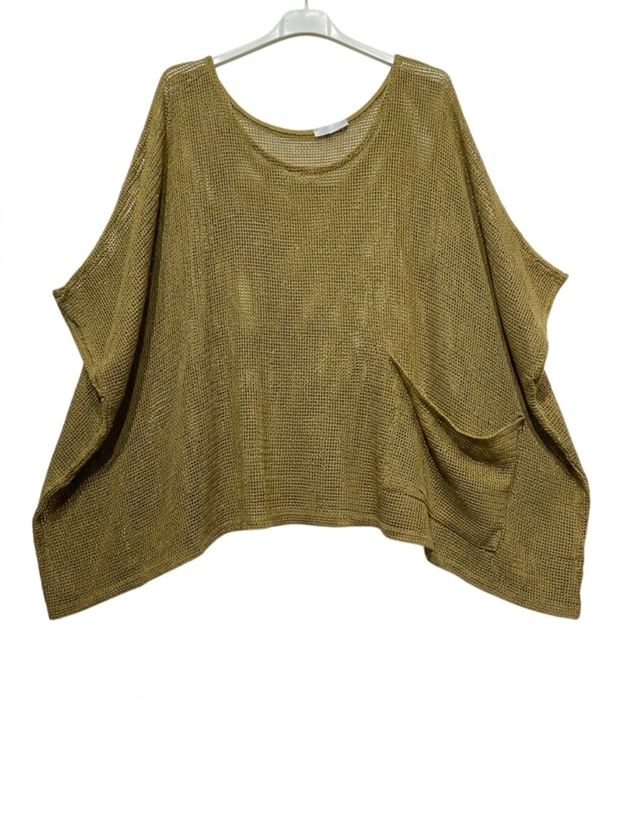Cotton Mesh Tunic Top