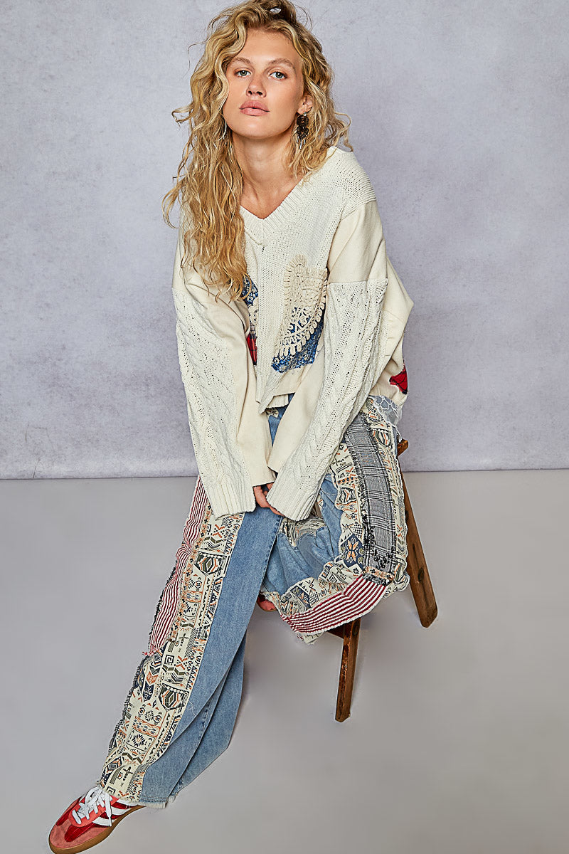 Patchwork Relaxed Woven Pants
