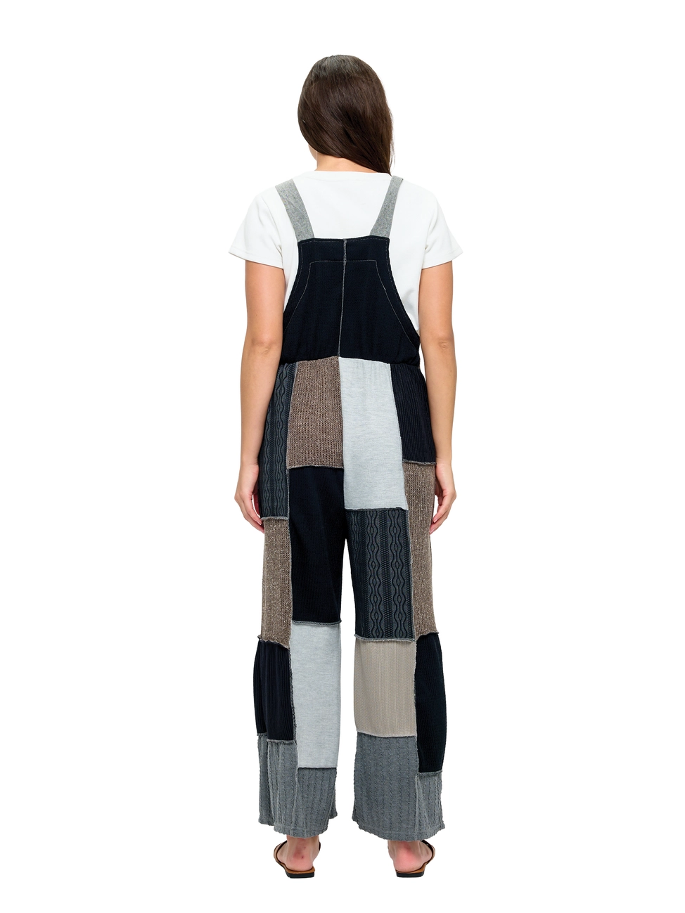 Color-block Ribbed Patchwork Overall