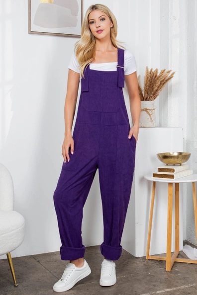 Solid Corduroy Overalls
