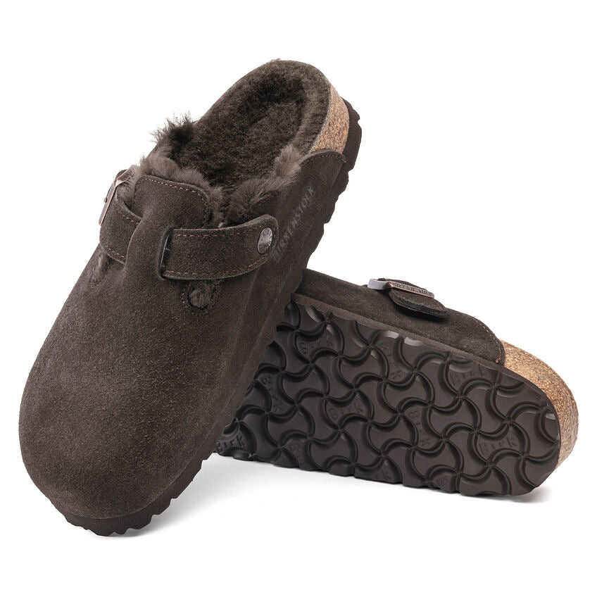 Boston Suede Clog with Shearling Fur Lining