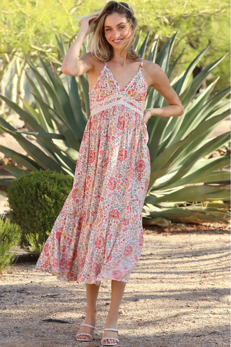 Lace Trim Maxi Dress