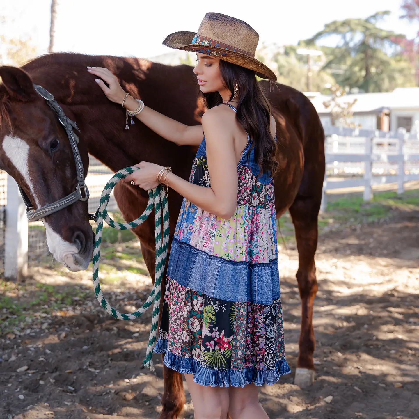 Denim Patchwork Short Dress