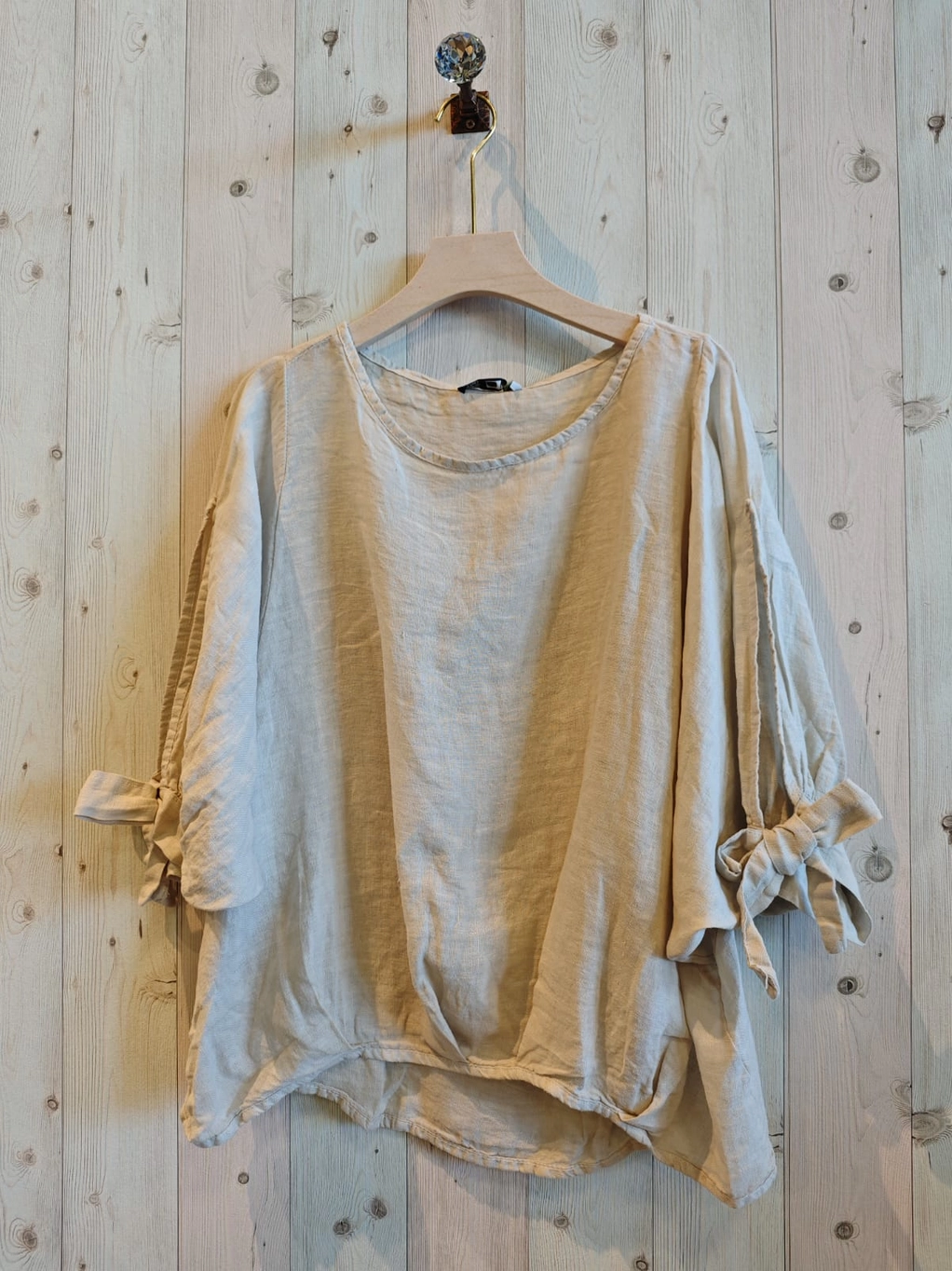 Linen Tie Sleeve Blouse