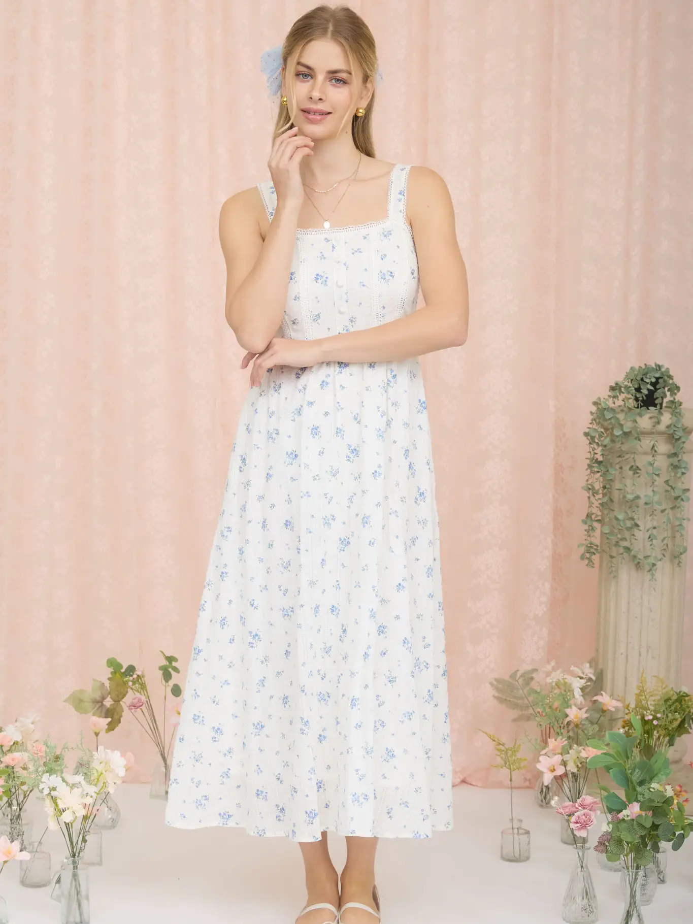 Floral Stripe Maxi Dress