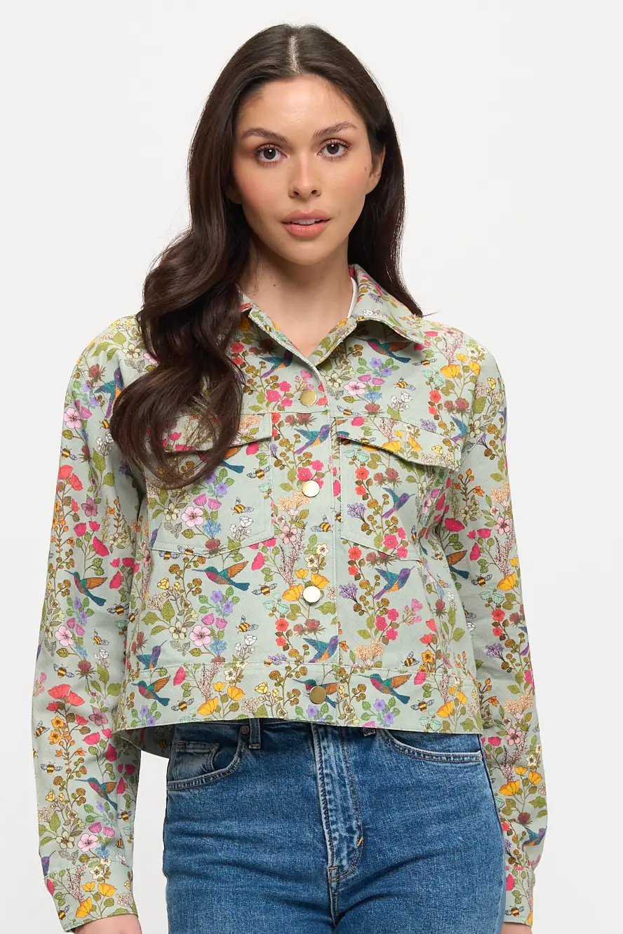 Hummingbird Floral Print Jacket