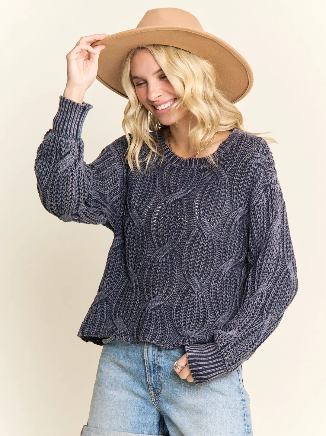 Ribbed Textured Knit Sweater
