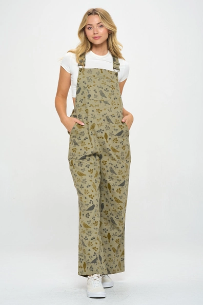 Bird Floral Overalls