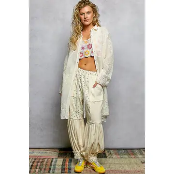 Floral Embroidered Button Shirt