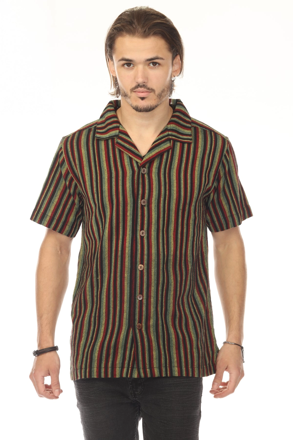 Men's Rasta Stripe Camp Shirt