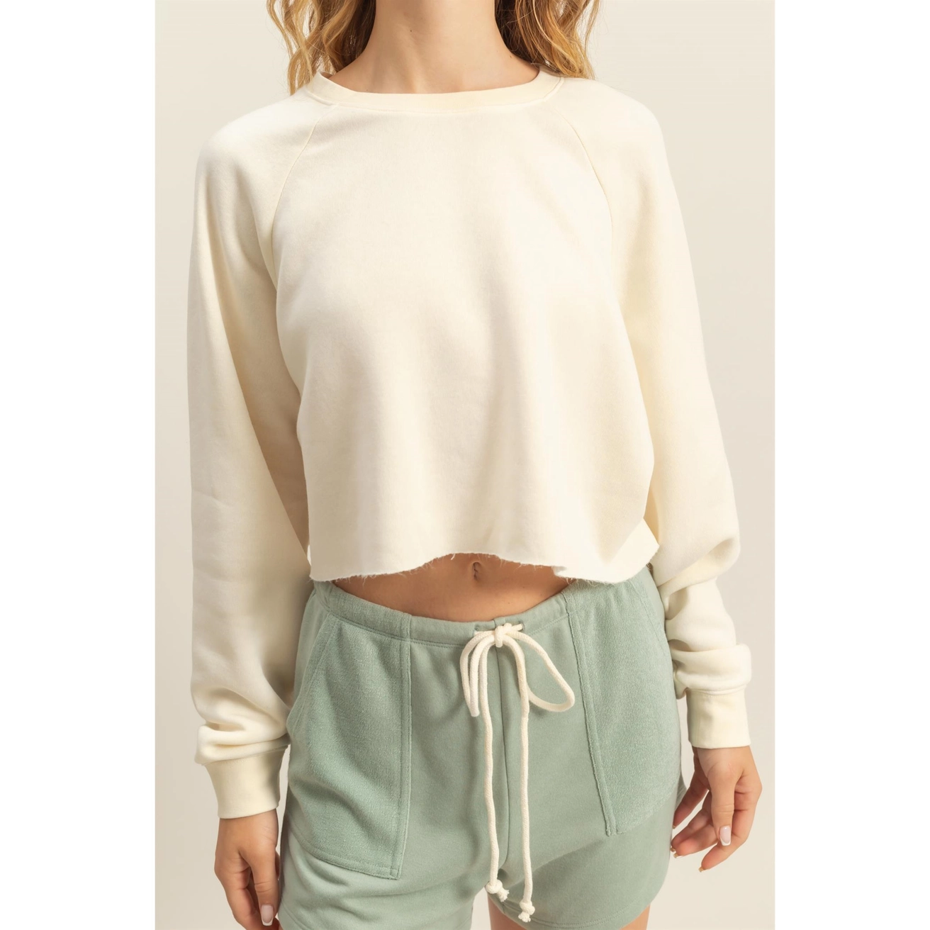 Mineral Wash Sweatshirt With Raw Hem