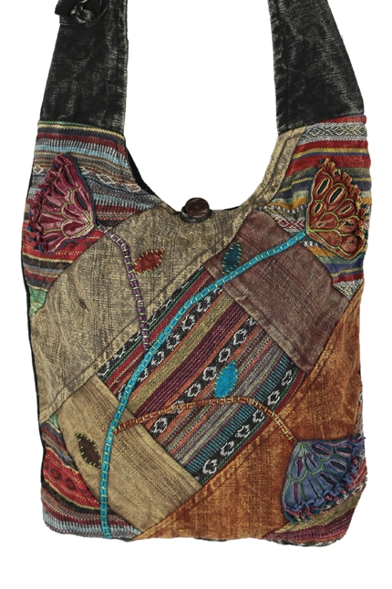 Cotton Patchwork Flower Crossbody Bag