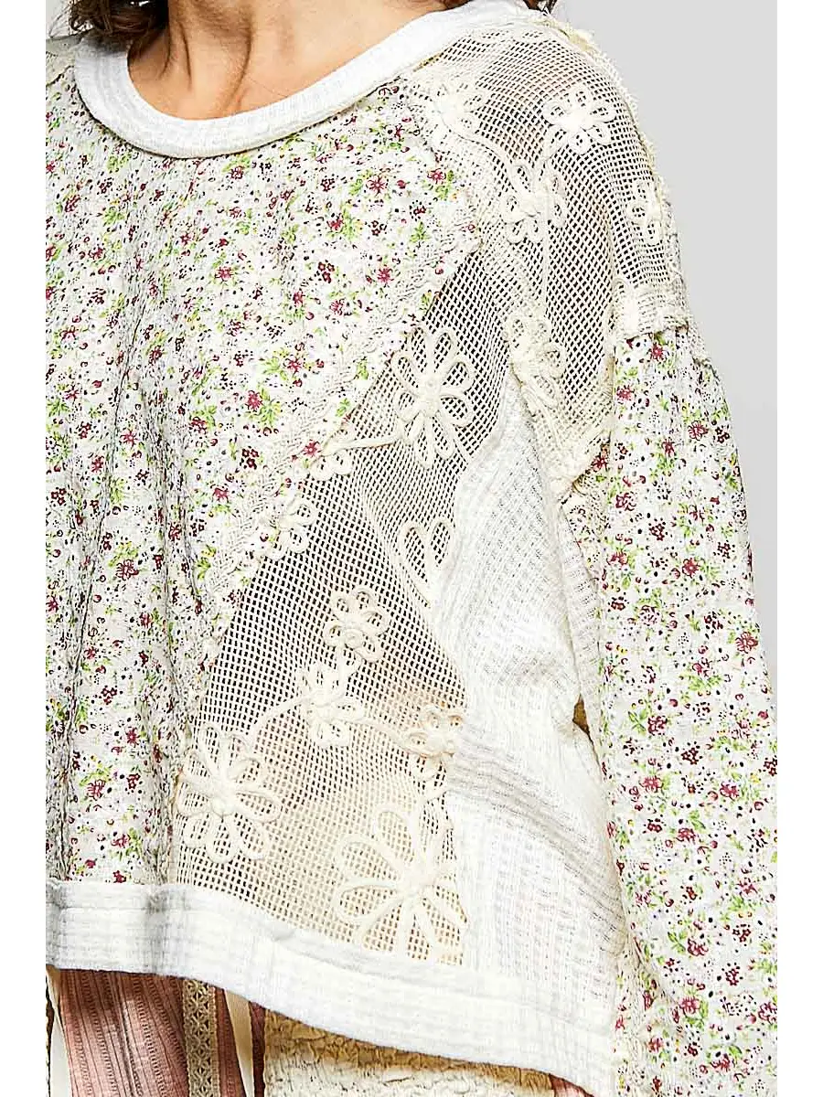 Relaxed Floral Crochet Long Sleeve