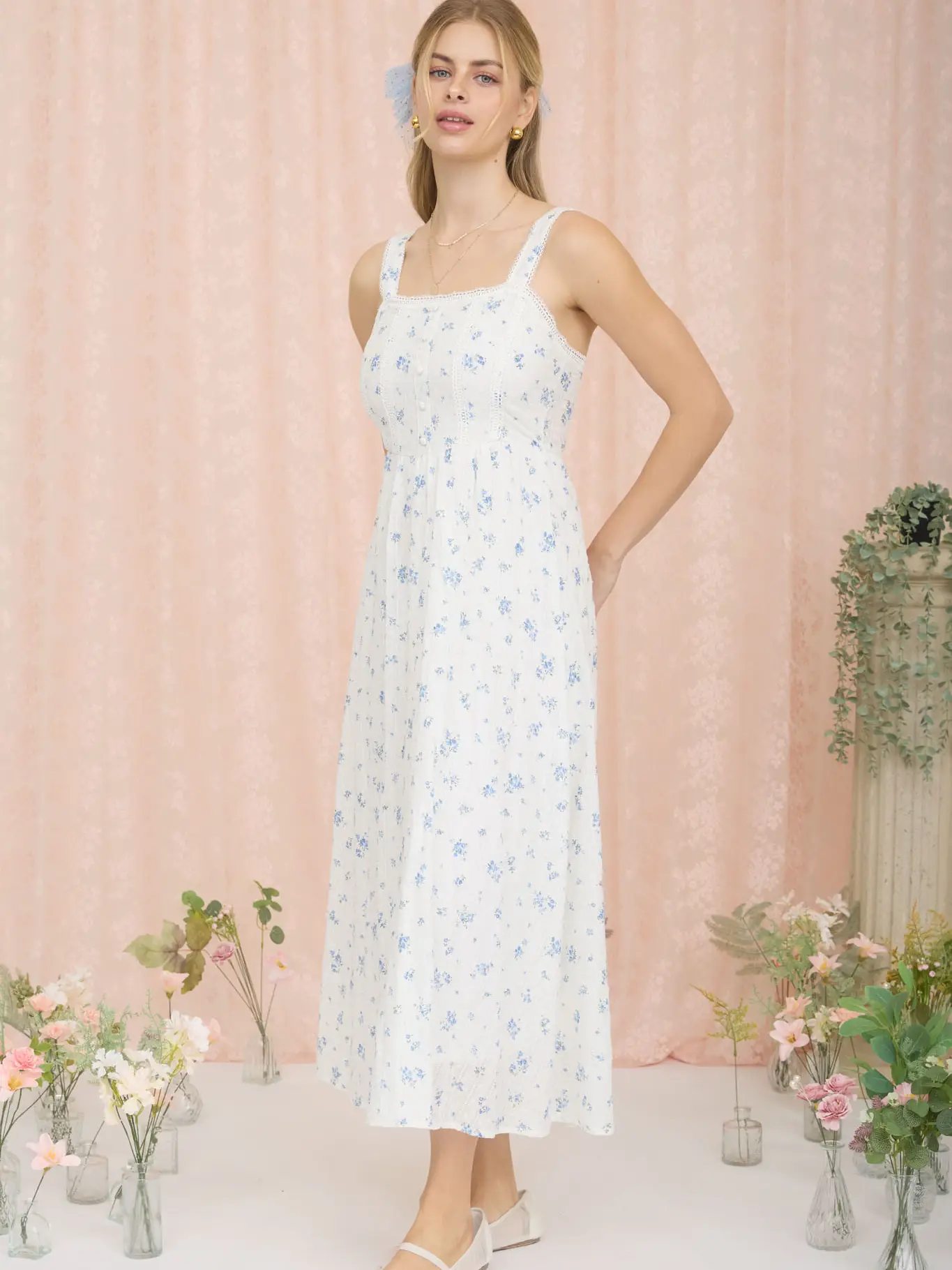 Floral Stripe Maxi Dress