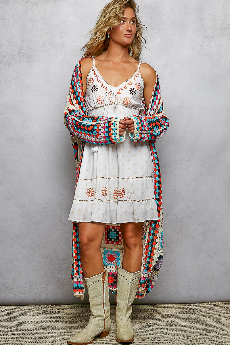 Long Sleeve Crochet Open Cardigan