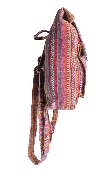 Purple & Red Stripes Gheri Cotton Mini Backpack