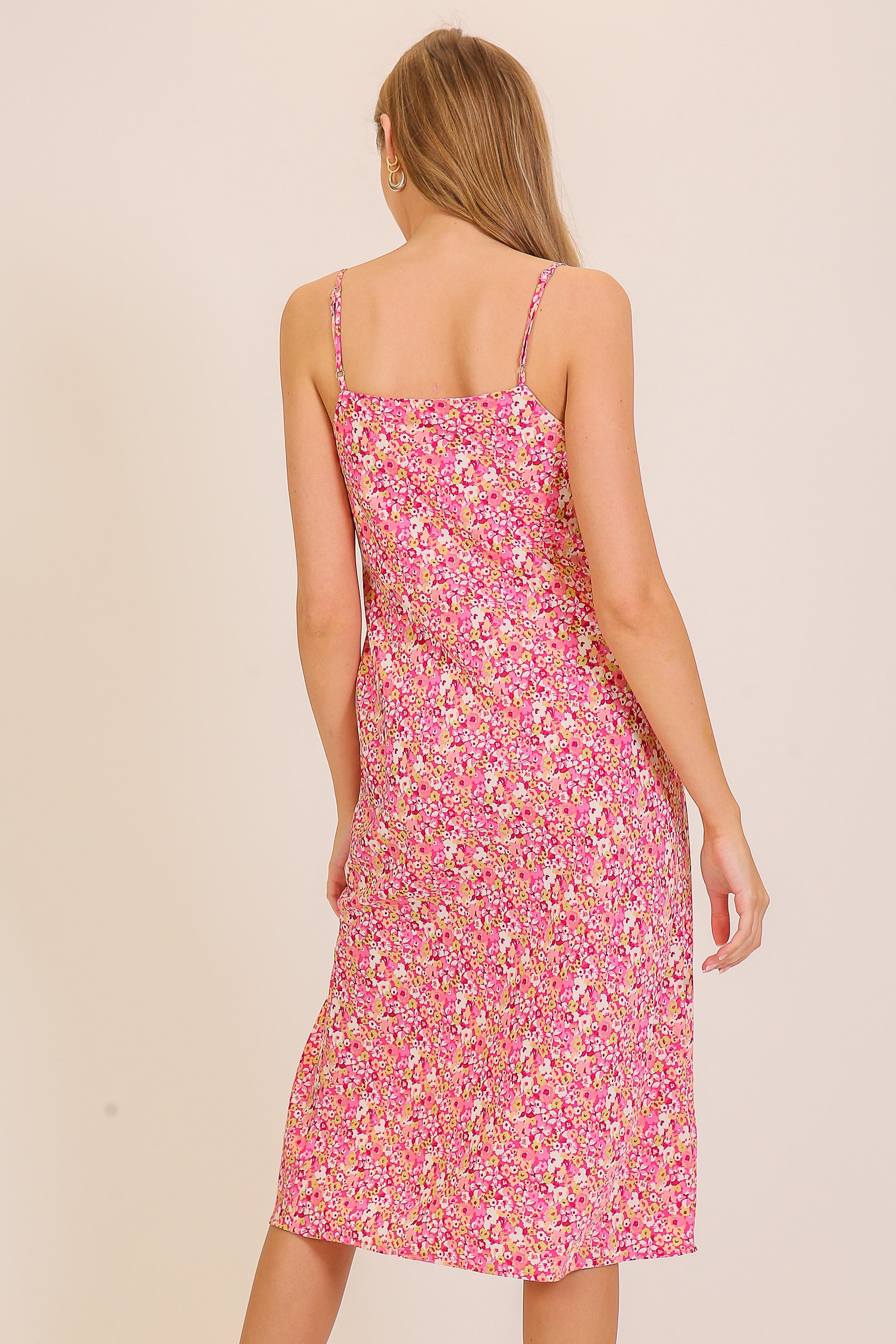 Floral Print Cowl Neck Dress