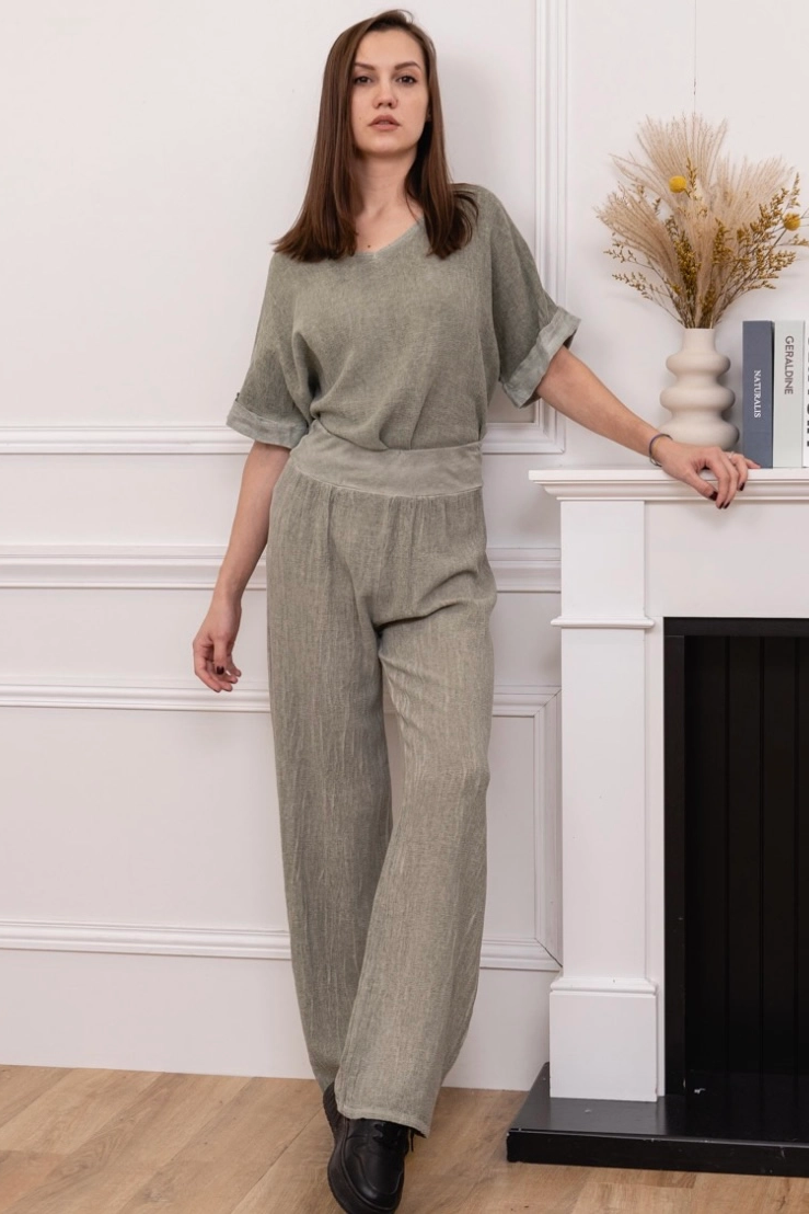 Short Sleeve Blouse-100% Linen