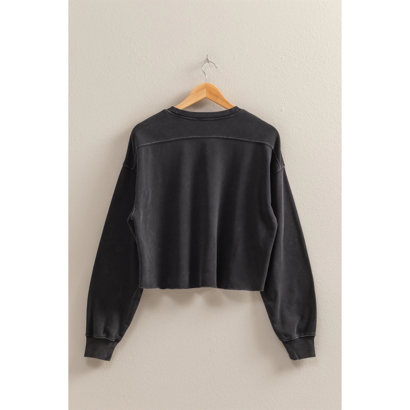 Oversized Cropped Sweatshirt With Raw Hem