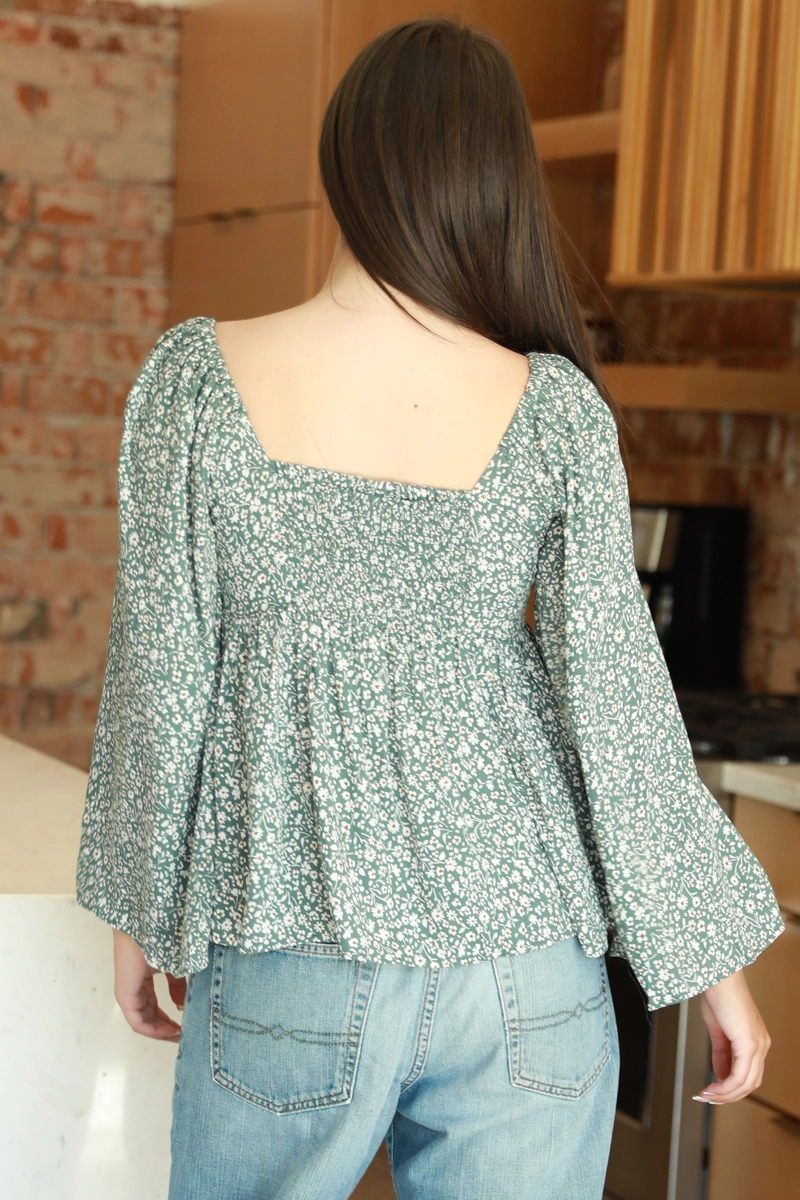 L/S Floral Print Top