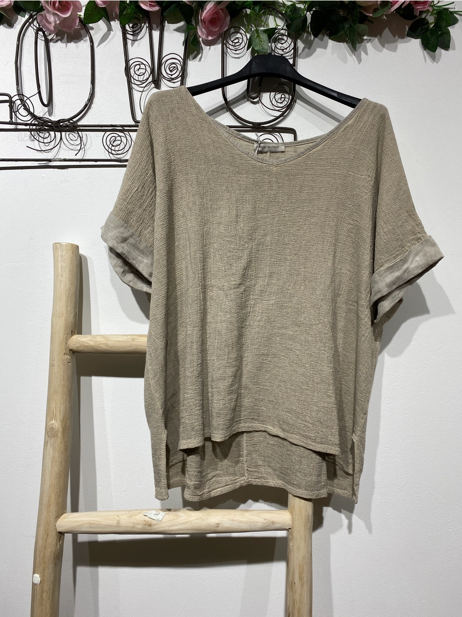 Short Sleeve Blouse-100% Linen