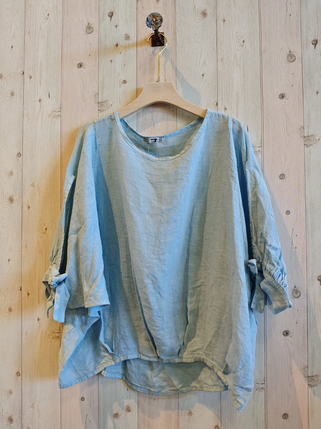 Linen Tie Sleeve Blouse