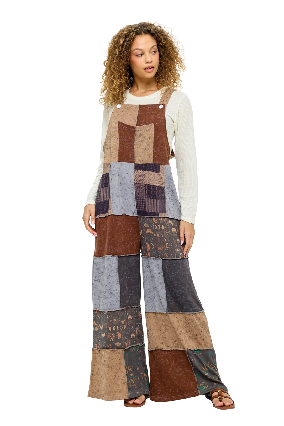 Celestial Gypsy Patchwork Colorblock Overalls