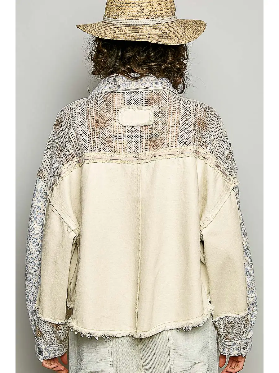 100% Cotton Panel Crop Jacket