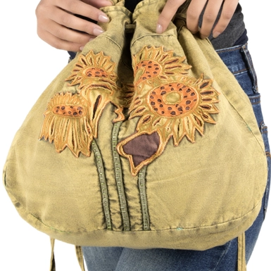 Sunflower Drawstring Crossbody Bag