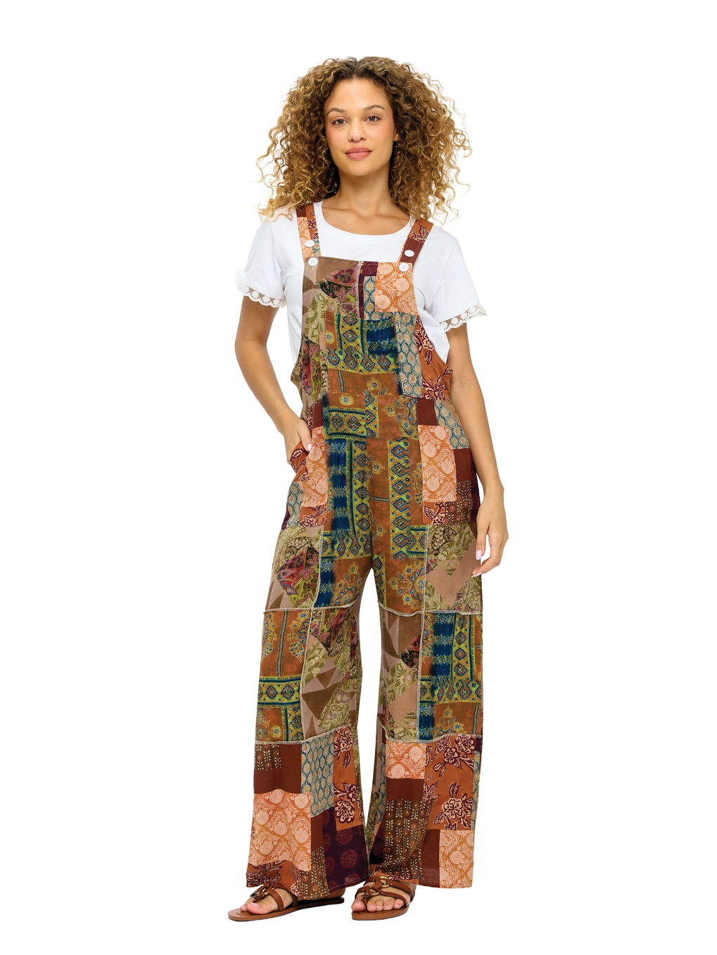 Cotton Patchwork Earthy Boho Overall