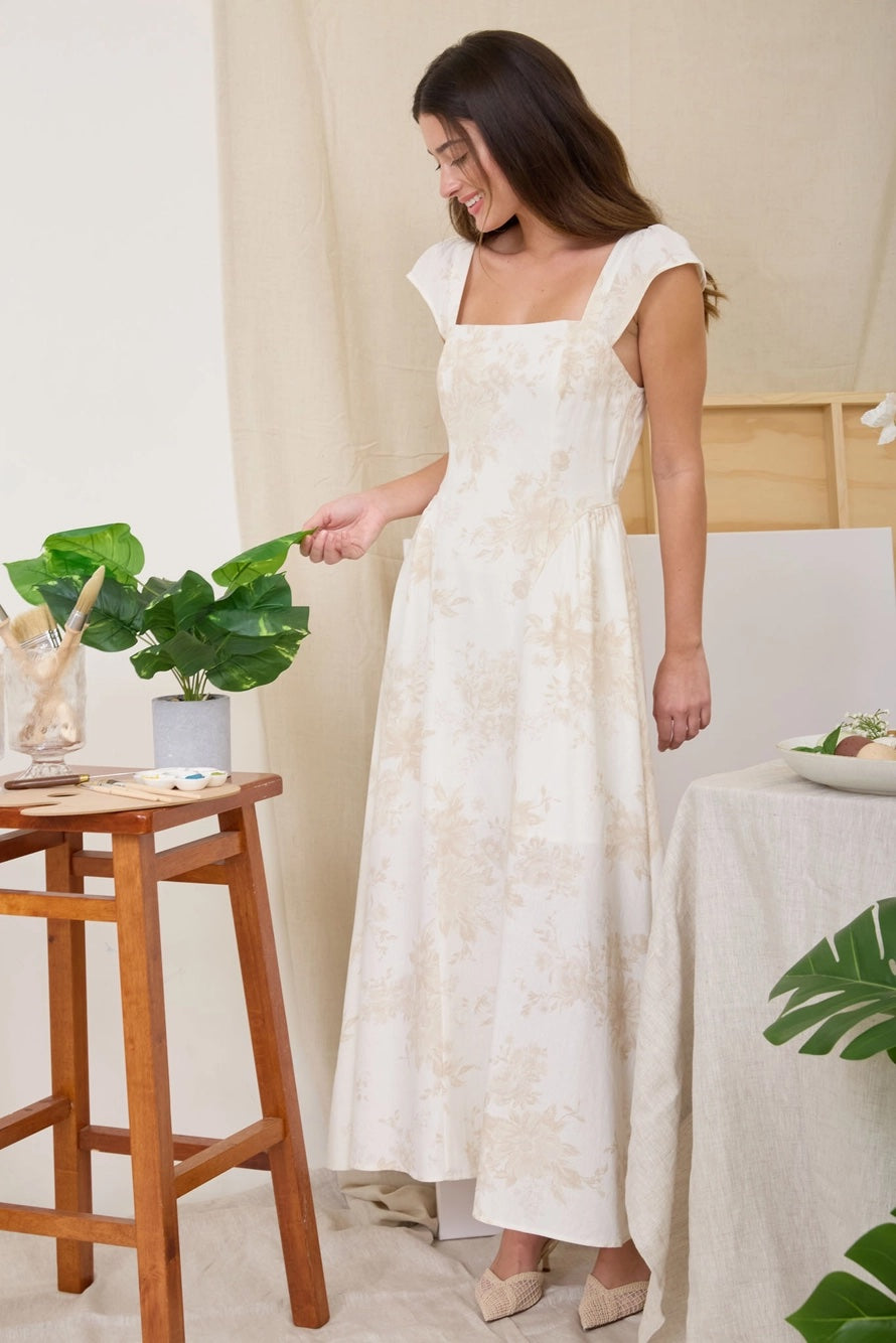 Floral Bell Sleeve Midi Dress