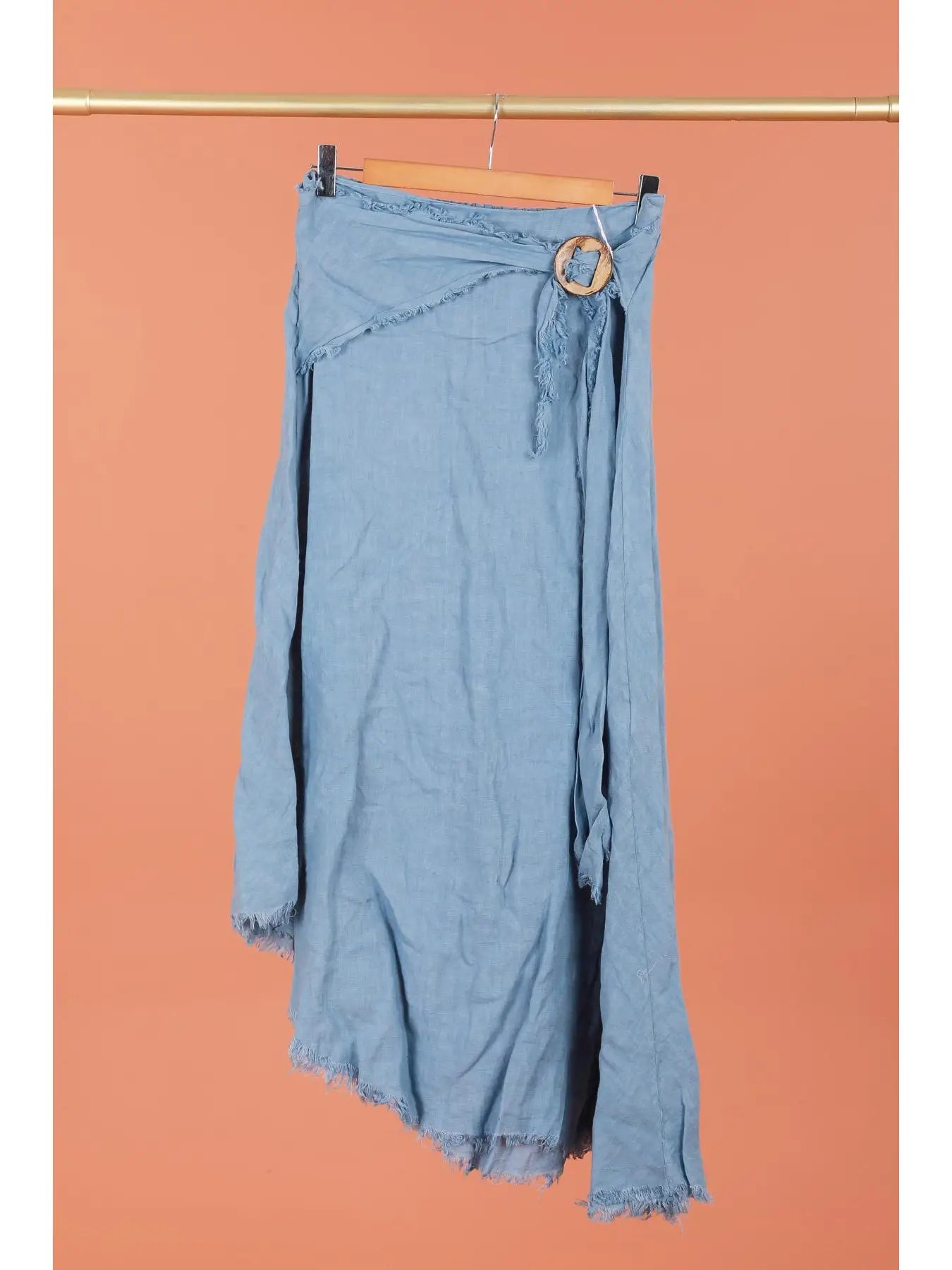 Linen Skirt with Fringe Edges