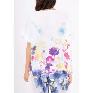 Floral Print Linen Top