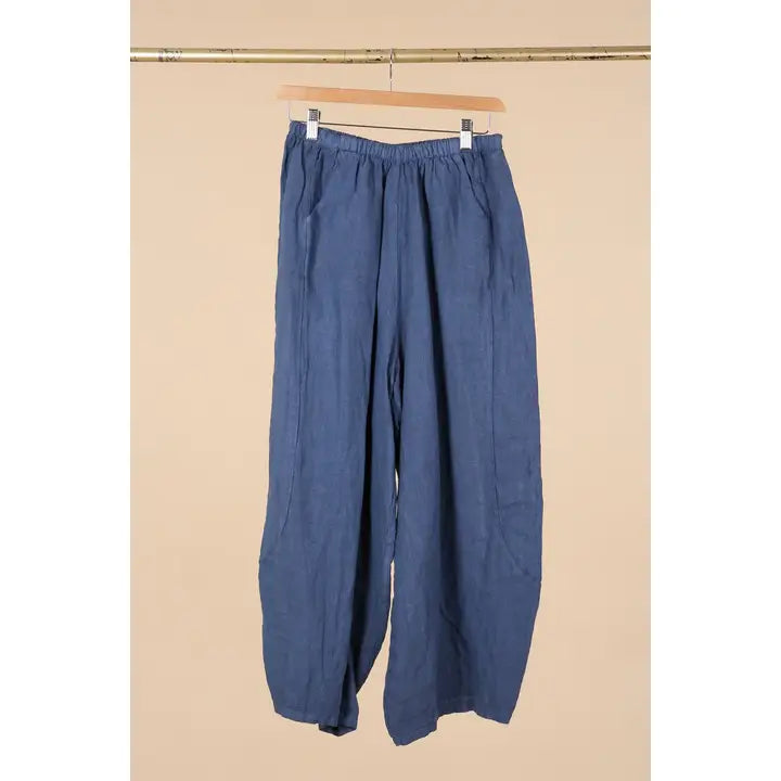 Cropped Front Pocket 100% Linen Pants