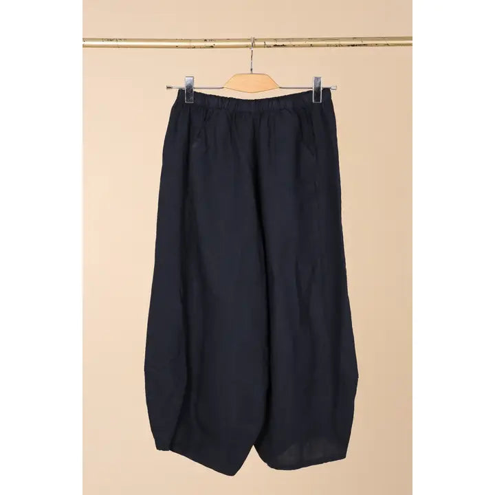 Cropped Front Pocket 100% Linen Pants
