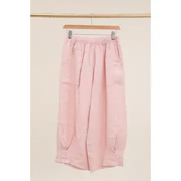 Cropped Front Pocket 100% Linen Pants
