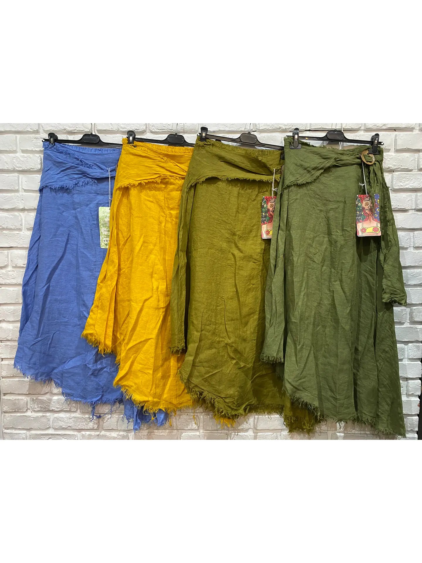 Linen Skirt with Fringe Edges