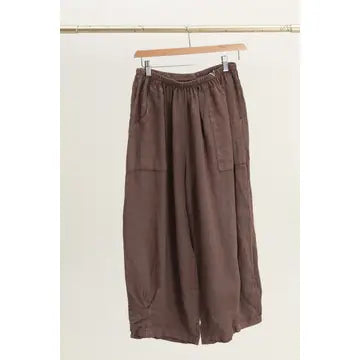 Cropped Front Pocket 100% Linen Pants