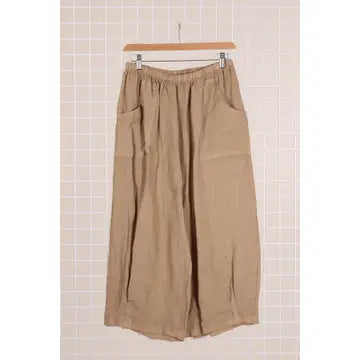 Cropped Front Pocket 100% Linen Pants