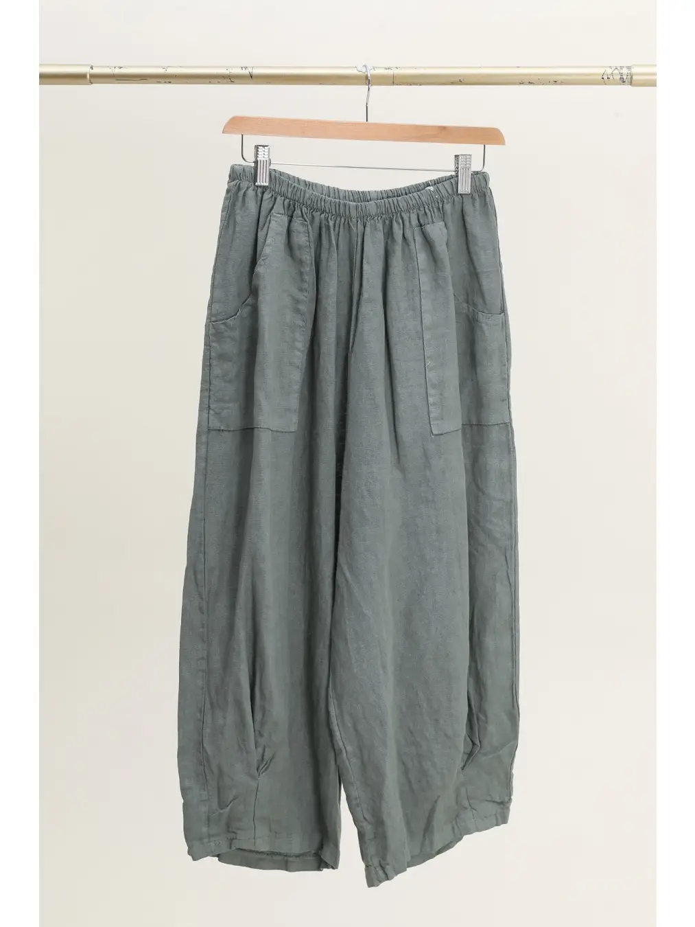 Cropped Front Pocket 100% Linen Pants