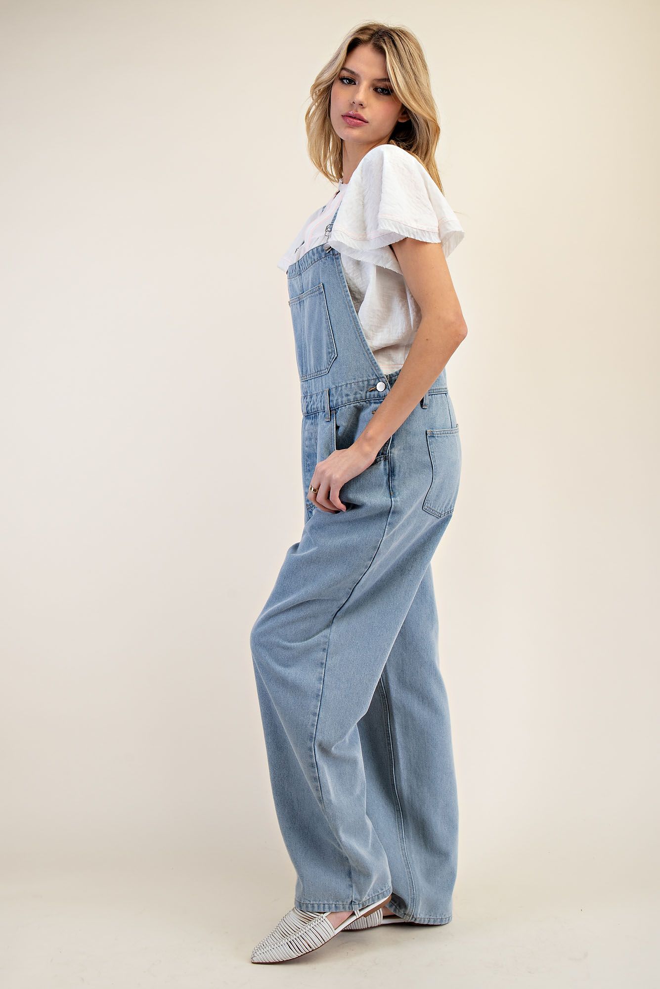 Washed Denim Overalls